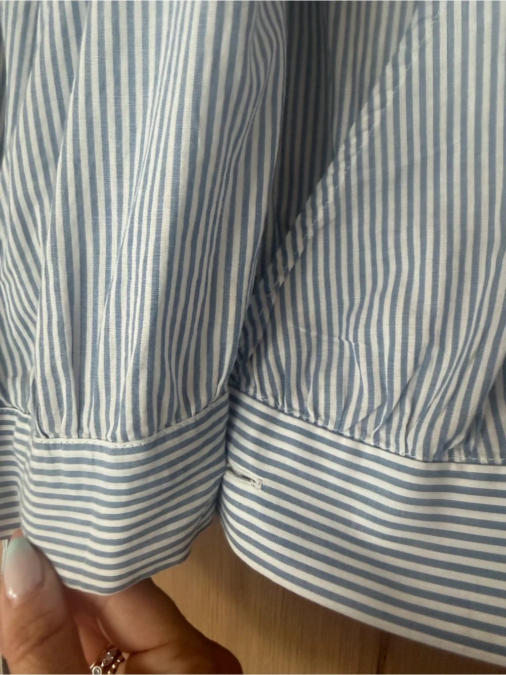 Madewell Blue and White Striped Wrap Blouse size S NWOT
